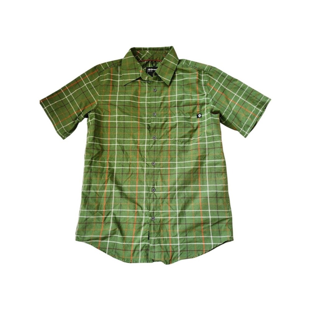 Marmot Foliage Green Syrocco Short Sleeve Plaid Performance Button Up Shirt.  S
